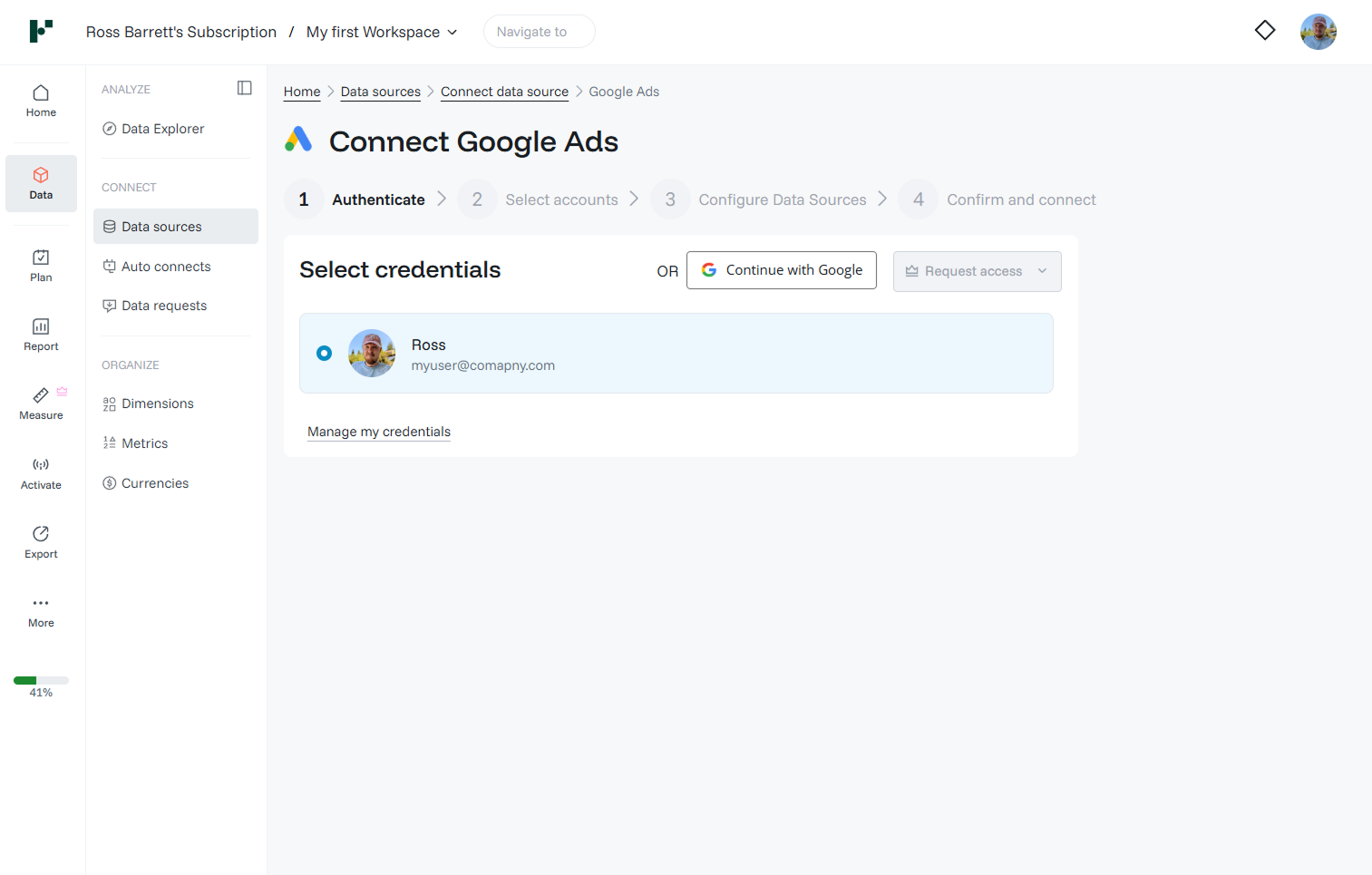 Google Ads · Authenticate