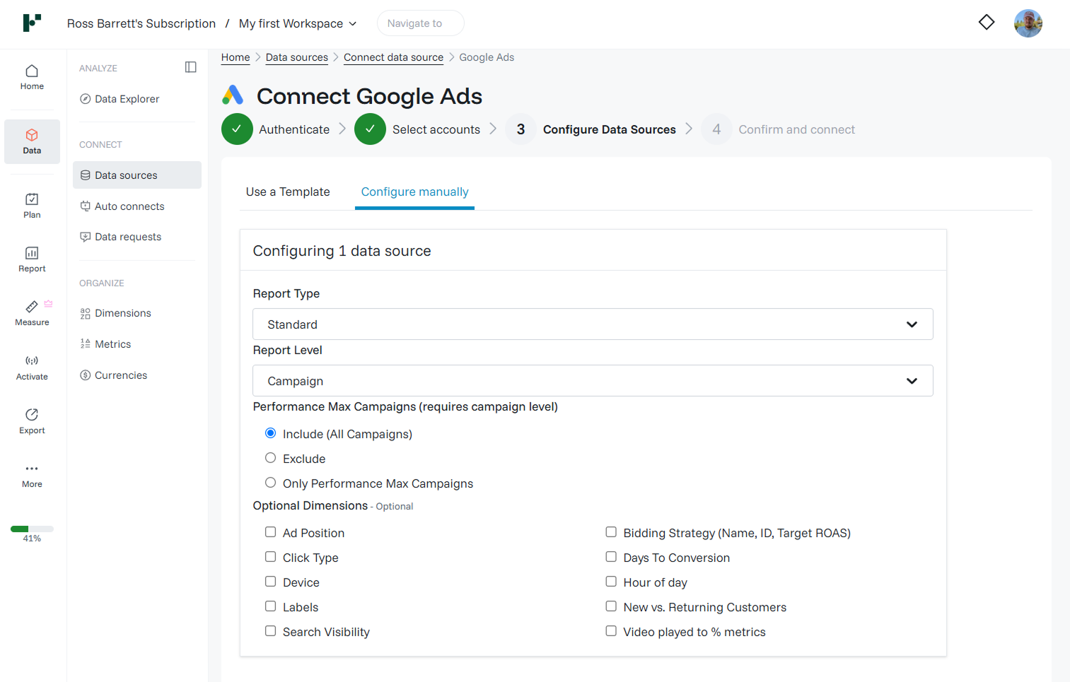 Google Ads · Configure