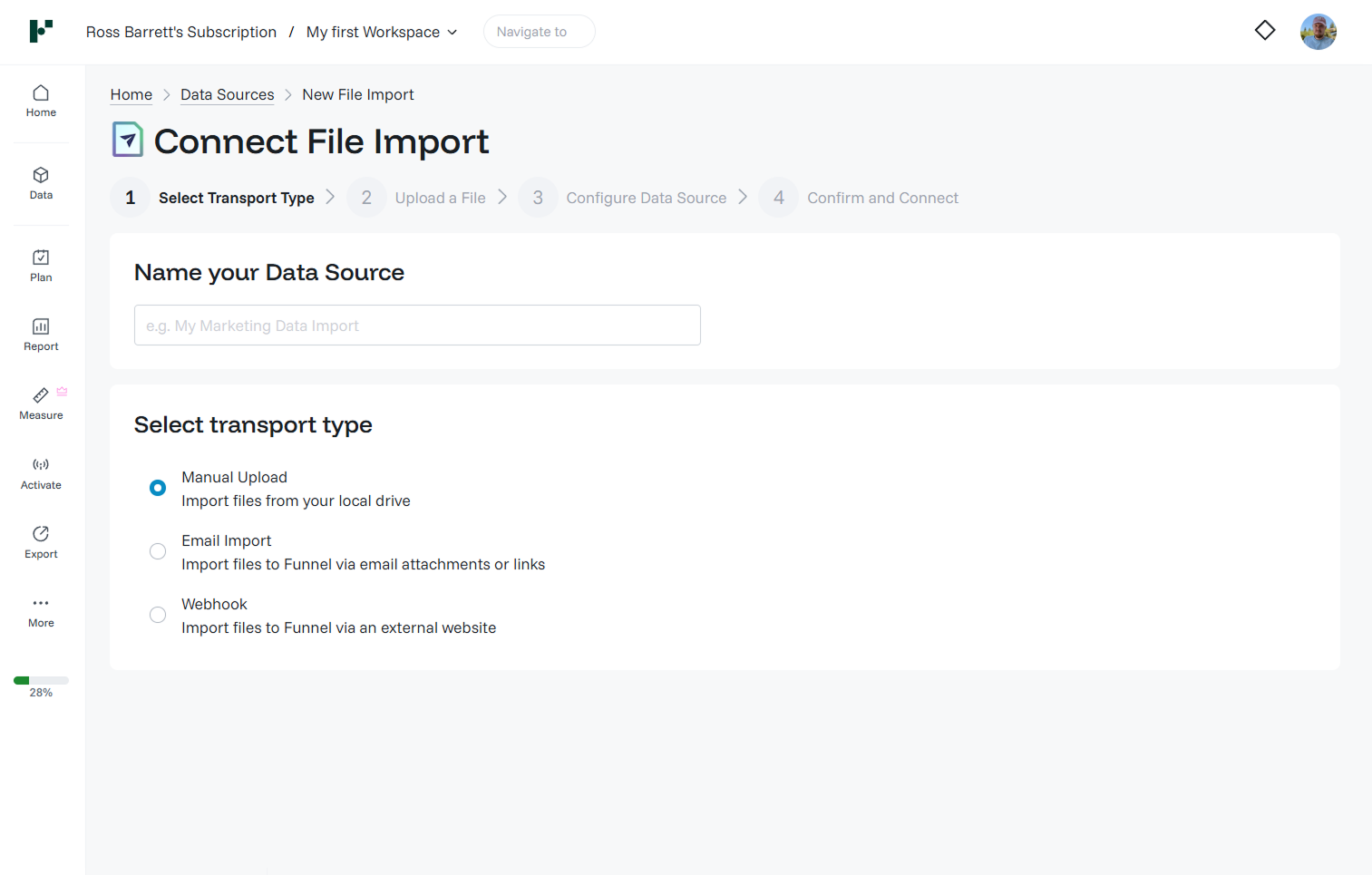 File Import · Transport type